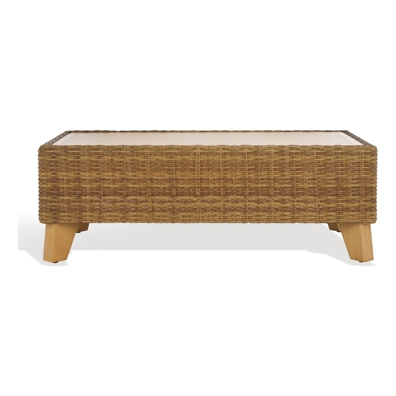 Safavieh Margarita Wicker Aluminum Coffee Table in Natural