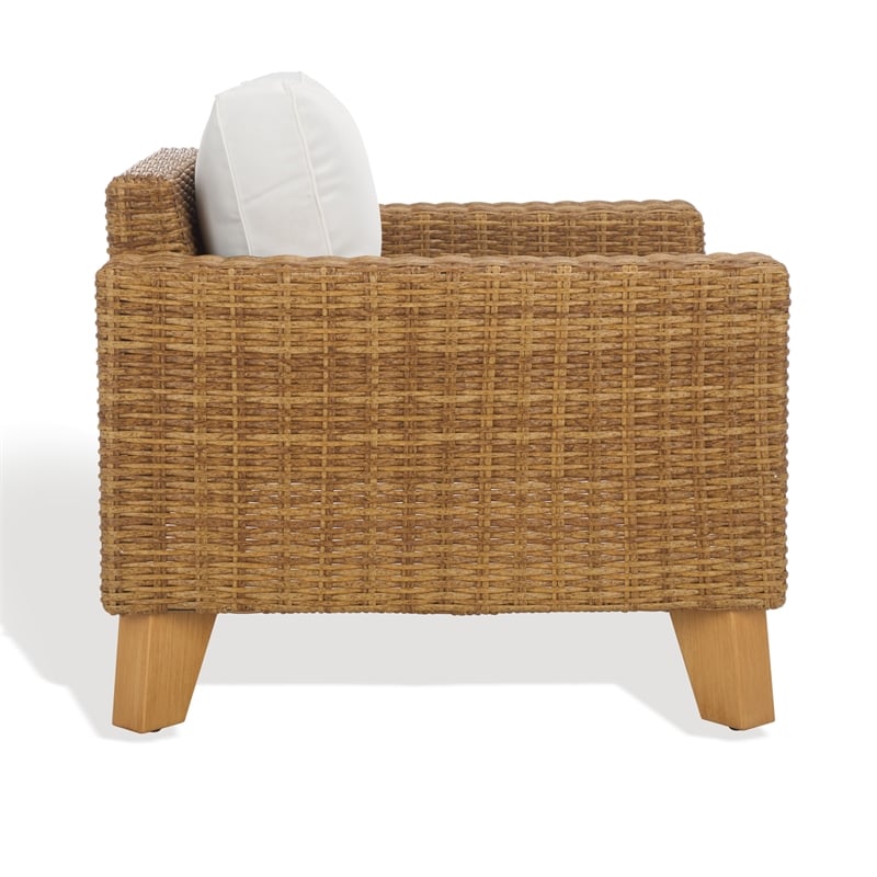 Safavieh Margarita Wicker Aluminum Patio Chair in Natural / White