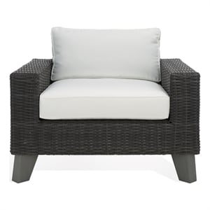 Safavieh Margarita Wicker Aluminum Patio Chair in Dark Gray / White
