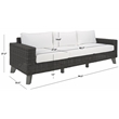 Safavieh Margarita Wicker Aluminum Patio Sofa in Dark Gray / White