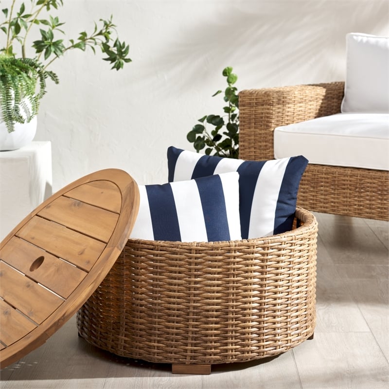 Safavieh Anguilla Wicker Aluminum Coffee Table in Natural