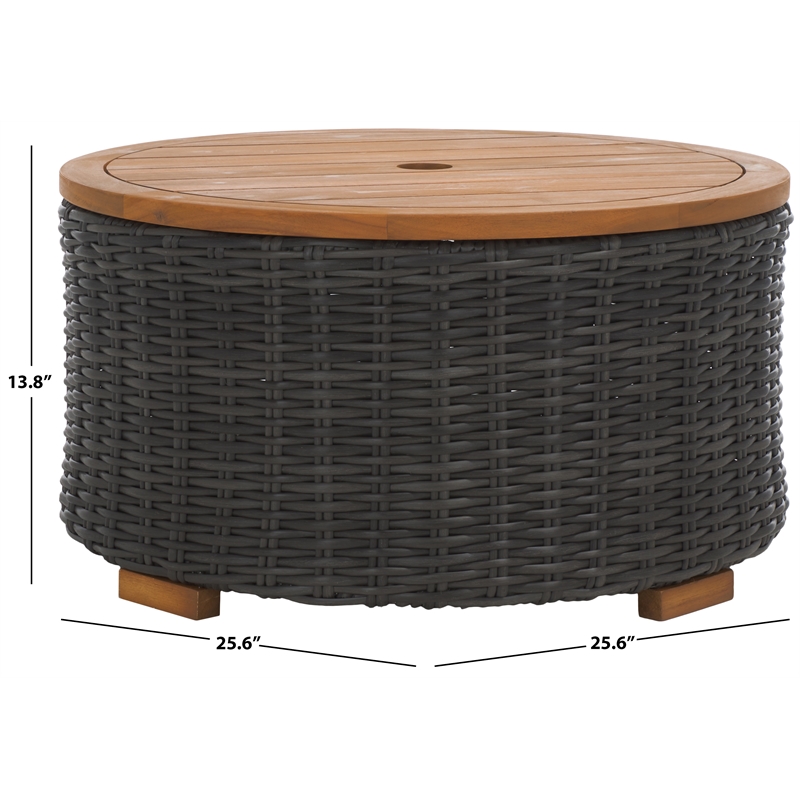 Safavieh Anguilla Wicker Aluminum Coffee Table in Dark Gray