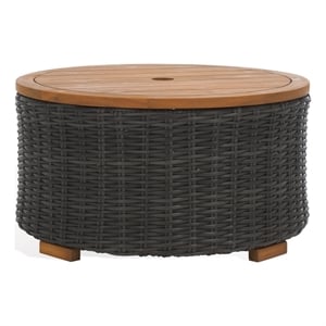Safavieh Anguilla Wicker Aluminum Coffee Table in Dark Gray