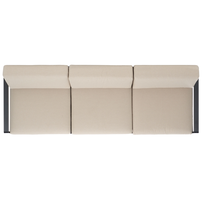 Safavieh Guam Aluminum Outdoor Sofa in Black / Beige