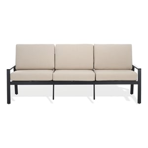 Safavieh Guam Aluminum Outdoor Sofa in Black / Beige