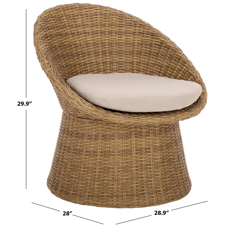 Safavieh Lynsee Wicker Stainless Steel  Patio Chair in Natural