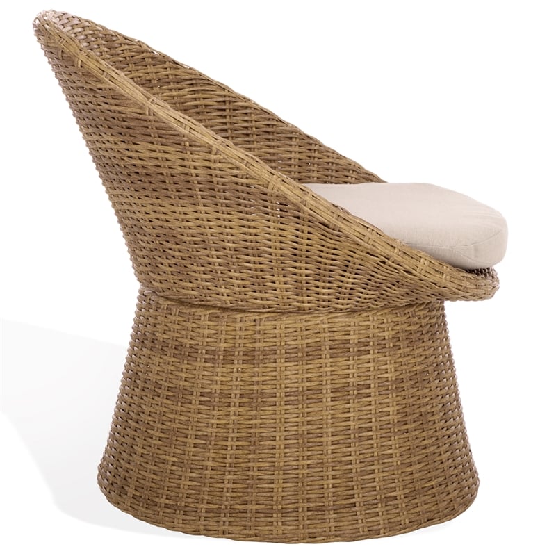 Safavieh Lynsee Wicker Stainless Steel  Patio Chair in Natural