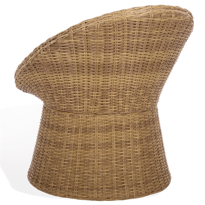 Safavieh Lynsee Wicker Stainless Steel  Patio Chair in Natural