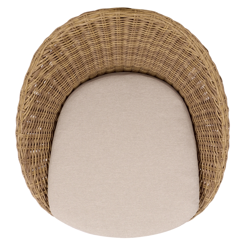 Safavieh Lynsee Wicker Stainless Steel  Patio Chair in Natural