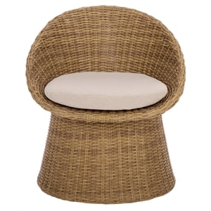 Safavieh Lynsee Wicker Stainless Steel  Patio Chair in Natural