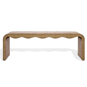 Safavieh Lynsee Wicker Stainless Steel Bench in Natural