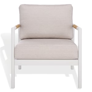 Safavieh Chryssa Aluminum and Wood Patio Chair in White / Beige