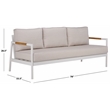 Safavieh Chryssa Aluminum and Wood Patio Sofa in White / Beige