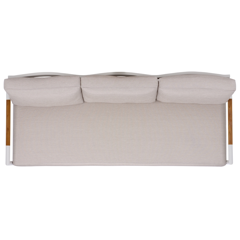 Safavieh Chryssa Aluminum and Wood Patio Sofa in White / Beige