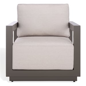 Safavieh Donaldo Aluminum Outdoor Chair in Dark Gray / Beige