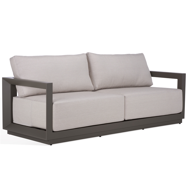 Safavieh Donaldo Aluminum Outdoor Sofa in Dark Gray / Beige