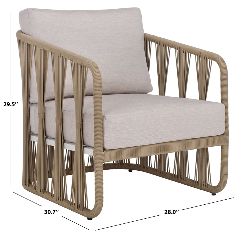 Safavieh Franklyn Rope and Aluminum Patio Chair in Tan / Beige