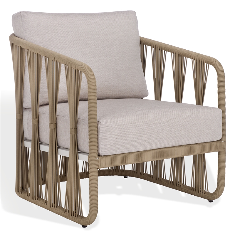 Safavieh Franklyn Rope and Aluminum Patio Chair in Tan / Beige