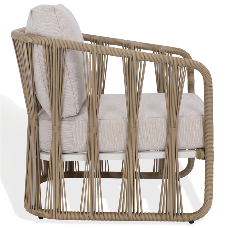 Safavieh Franklyn Rope and Aluminum Patio Chair in Tan / Beige