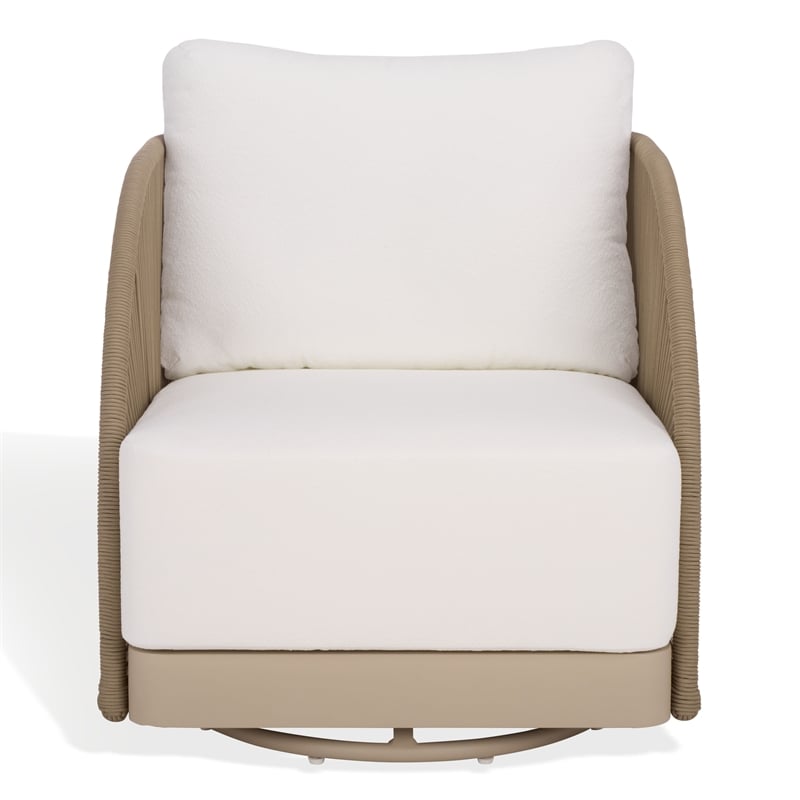 Safavieh Adelandra Swivel Outdoor Aluminum Chair in Light Gray / White