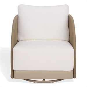 Safavieh Adelandra Swivel Outdoor Aluminum Chair in Light Gray / White