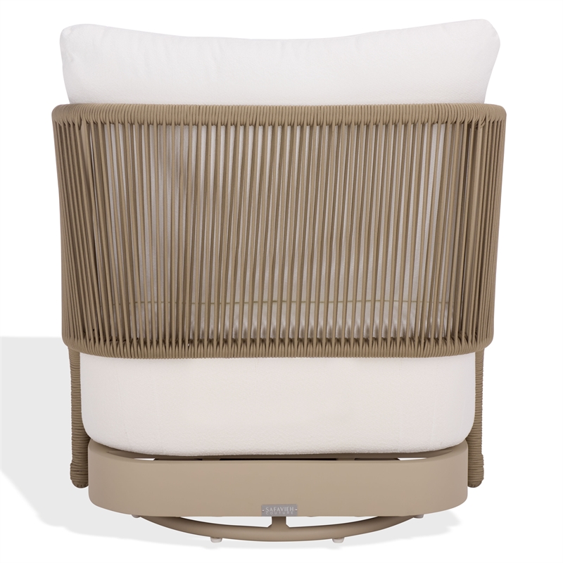 Safavieh Adelandra Swivel Outdoor Aluminum Chair in Light Gray / White