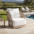 Safavieh Adelandra Swivel Outdoor Aluminum Chair in Light Gray / White