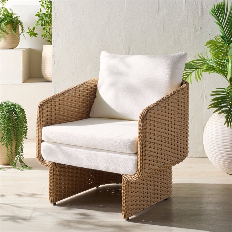 Safavieh Giuseppe Rattan and Metal Weaving Chair in Natural / White