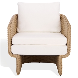 Safavieh Giuseppe Rattan and Metal Weaving Chair in Natural / White