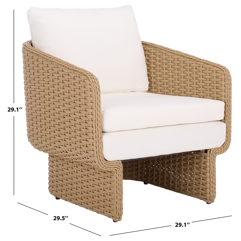 Safavieh Giuseppe Rattan and Metal Weaving Chair in Natural / White