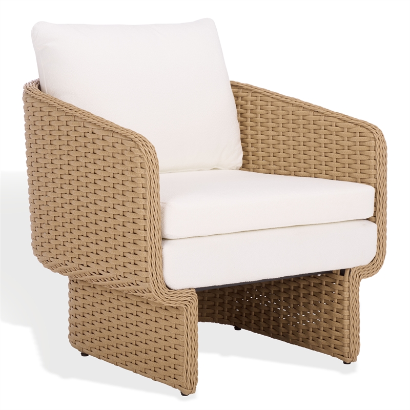 Safavieh Giuseppe Rattan and Metal Weaving Chair in Natural / White
