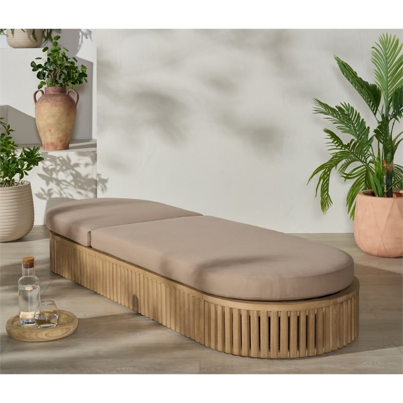 Safavieh Arielle Eucalyptus Wood Sun Lounger in Natural / Brown
