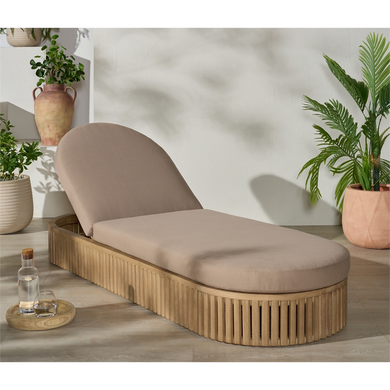 Safavieh Arielle Eucalyptus Wood Sun Lounger in Natural / Brown