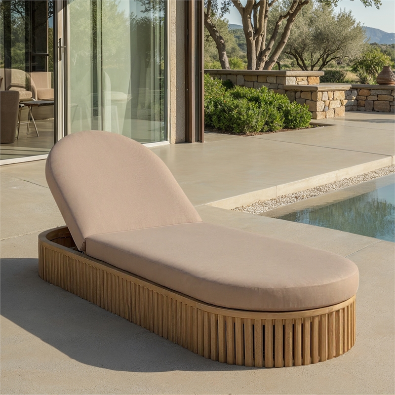 Safavieh Arielle Eucalyptus Wood Sun Lounger in Natural / Brown