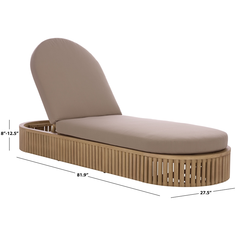 Safavieh Arielle Eucalyptus Wood Sun Lounger in Natural / Brown