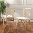 Safavieh Austri Rattan and Fabric Dining Chair w/ Cushion in White / Natural
