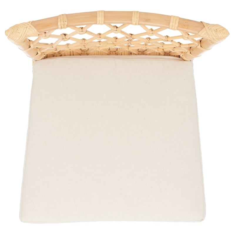 Safavieh Austri Rattan and Fabric Dining Chair w/ Cushion in White / Natural