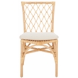 Safavieh Austri Rattan and Fabric Dining Chair w/ Cushion in White / Natural