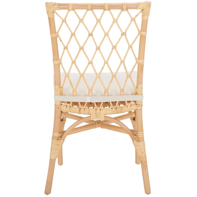 Safavieh Austri Rattan and Fabric Dining Chair w/ Cushion in White / Natural