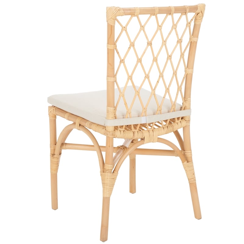 Safavieh Austri Rattan and Fabric Dining Chair w/ Cushion in White / Natural