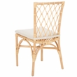Safavieh Austri Rattan and Fabric Dining Chair w/ Cushion in White / Natural