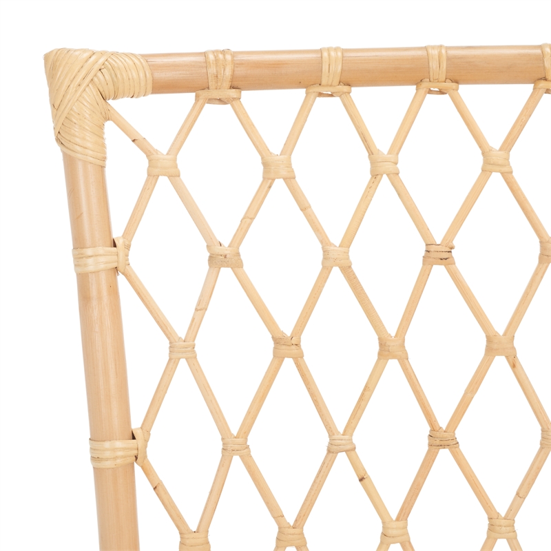 Safavieh Austri Rattan and Fabric Dining Chair w/ Cushion in White / Natural