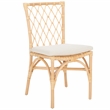 Safavieh Austri Rattan and Fabric Dining Chair w/ Cushion in White / Natural