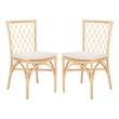 Safavieh Austri Rattan and Fabric Dining Chair w/ Cushion in White / Natural