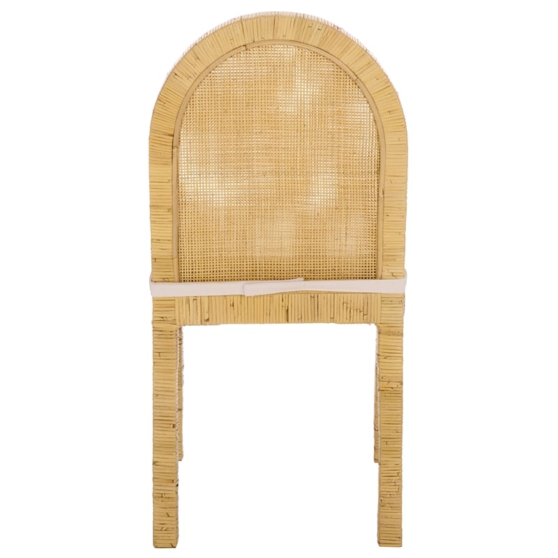 Safavieh Tojo Cane Roundback Wood Dining Chair in Natural / White