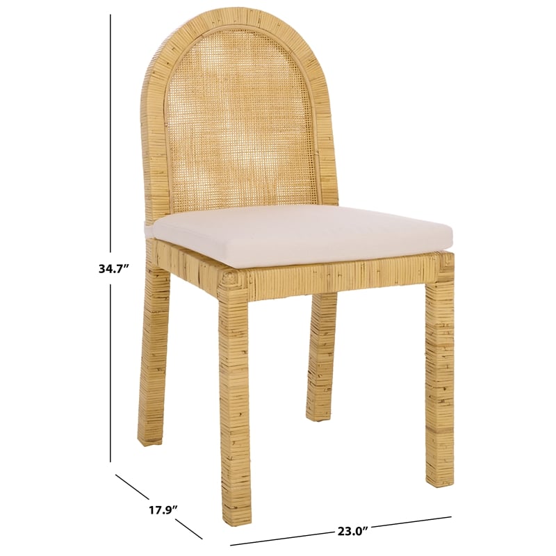 Safavieh Tojo Cane Roundback Wood Dining Chair in Natural / White