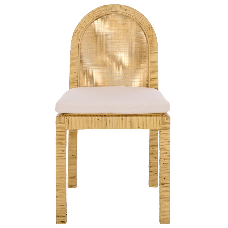 Safavieh Tojo Cane Roundback Wood Dining Chair in Natural / White