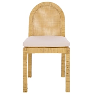 Safavieh Tojo Cane Roundback Wood Dining Chair in Natural / White