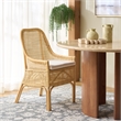 Safavieh Alina Rattan and Fabric Dining Chair w/ Cushion in Natural / White