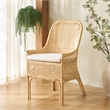 Safavieh Alina Rattan and Fabric Dining Chair w/ Cushion in Natural / White